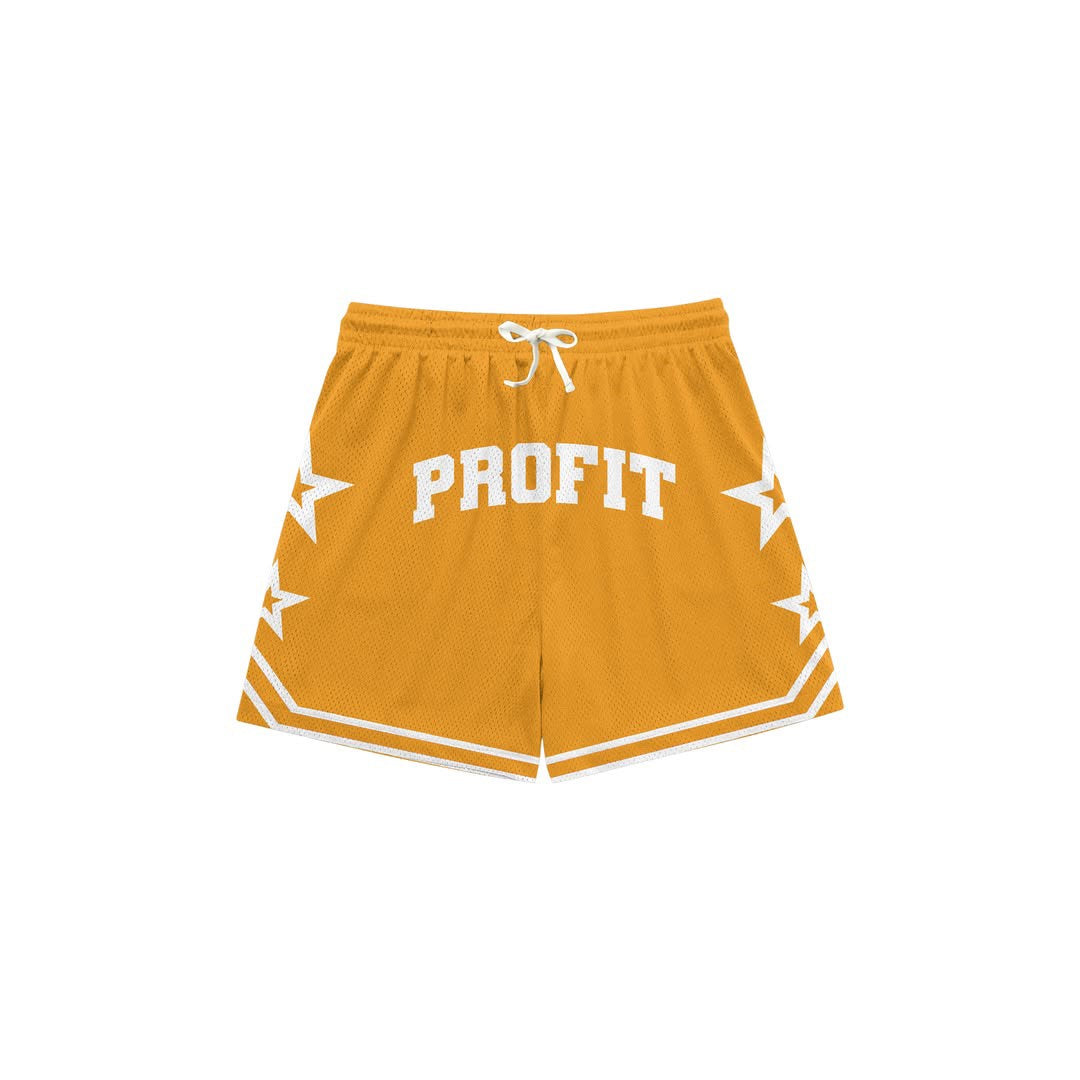 Profit Boyz Mustard Yellow Mesh Shorts
